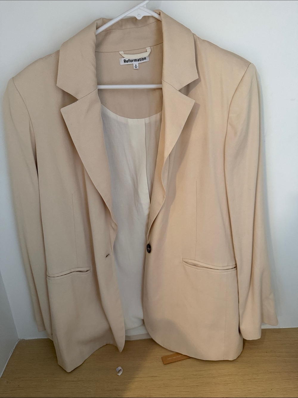 Reformation James Relaxed Beige Single-Button Tailored Blazer NWT